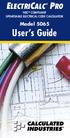ELECTRICALC PRO NEC COMPLIANT UPDATEABLE ELECTRICAL CODE CALCULATOR. Model User s Guide