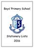 Boys Primary School Stationery Lists 2016