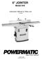6 JOINTER. Model 54A. Instruction Manual & Parts List M (800)