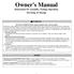 Owner's Manual Instructions for Assembly, Testing, Operation, Servicing, & Storage