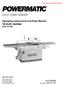 Operating Instructions and Parts Manual 16-inch Jointer