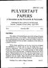 PULVERTAFT PAPERS A Newsletter on the Pulvertofts & Pulvertafts