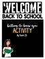 BACK TO SCHOOL. Getting-to-know-you ACTIVITY. By Room 213