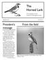 The Horned Lark. President s message. From the field. The newsletter of the Kansas Ornithological Society. September 2007 Vol. 34, No.