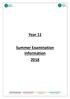 Year 11 Summer Examination Information 2018