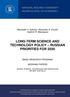 LONG-TERM SCIENCE AND TECHNOLOGY POLICY RUSSIAN PRIORITIES FOR 2030