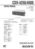 CDX-4250/4500 SERVICE MANUAL FM/AM COMPACT DISC PLAYER. US Model Canadian Model CDX-4250 E Model CDX-4500 SPECIFICATIONS.
