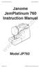 Janome JP760 Instruction Manual.   Model JP760. JemPlatinum 760 Owners Manual/ User Guide