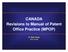CANADA Revisions to Manual of Patent Office Practice (MPOP)