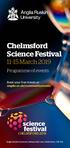 Chelmsford Science Festival March 2019