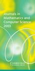 Journals in Mathematics and Computer Science 2003