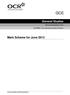 GCE. General Studies. Mark Scheme for June Advanced Subsidiary GCE. Unit F731: The Cultural and Social Domains