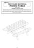 RECYCLED MATERIAL PICNIC TABLE FLAT PACK ASSEMBLY INSTRUCTIONS