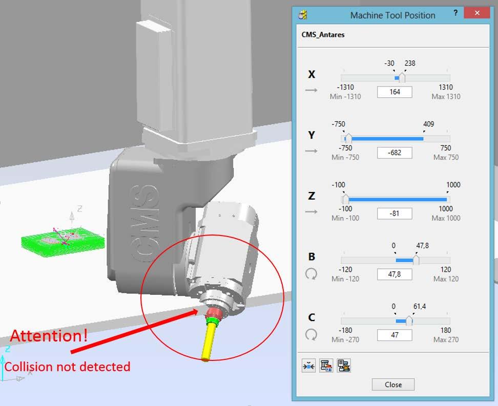 Using Machine Tool Position in PowerMILL enables you to change the Z axis position.