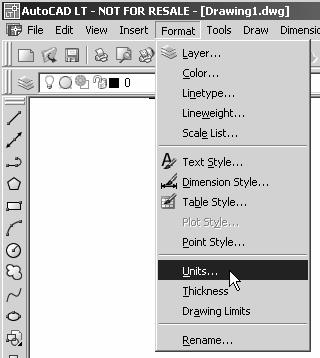 In the pull-down menus, select: [Format] [Units] 2. In the Drawing Units dialog box, set the Length Type to Decimal.