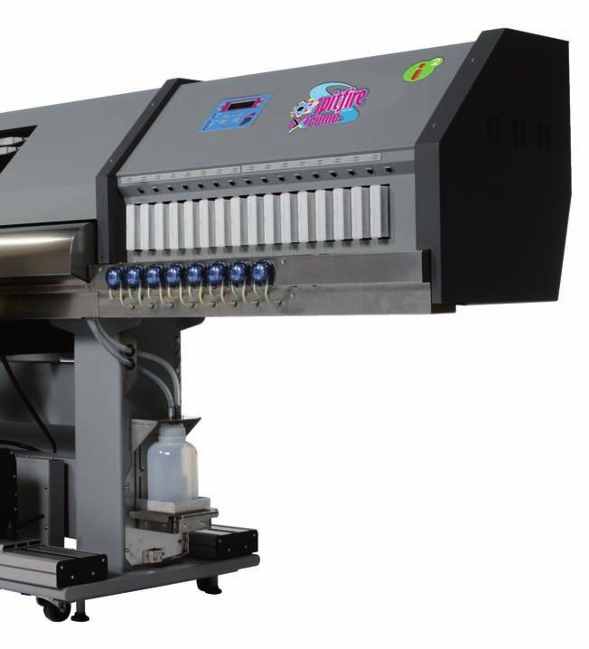 Speed / Performance Spitfire 100 Extreme allows a top speed of 81 m²/h. With the i² 360 dpi mode, production work on uncoated vinyl, banner and soft signage materials is delivered at 42 m²/h.