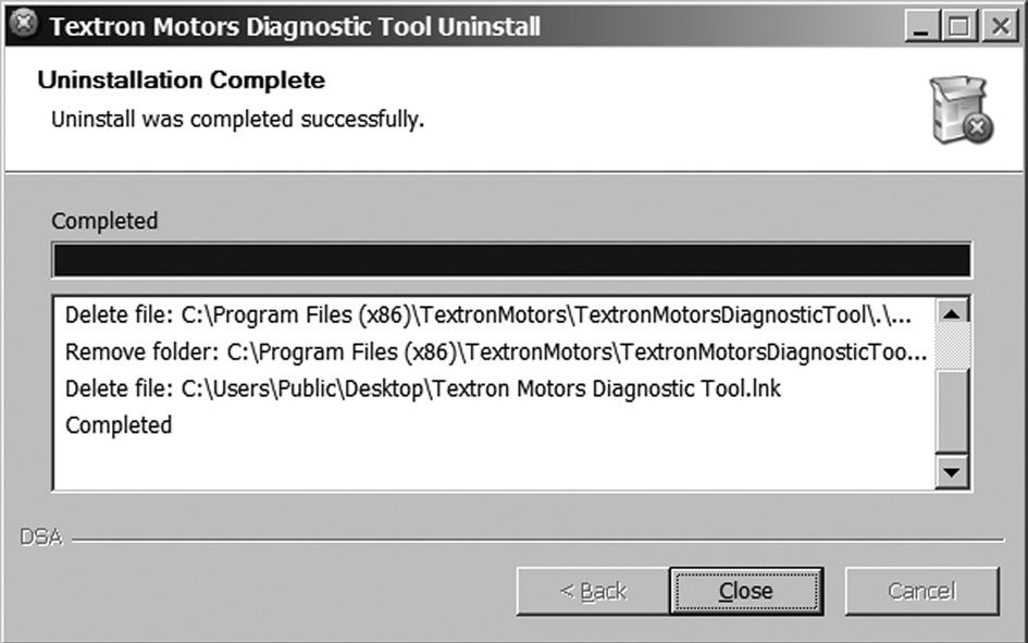 Motors Diagnostic Tool" "Uninstall Textron Motors Diagnostic Tool".