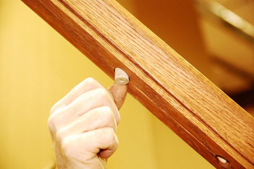 Step 1) Pin Top Baluster: Under the Handrail-Use the centering plug as a means to center the 2 ½ Attachment