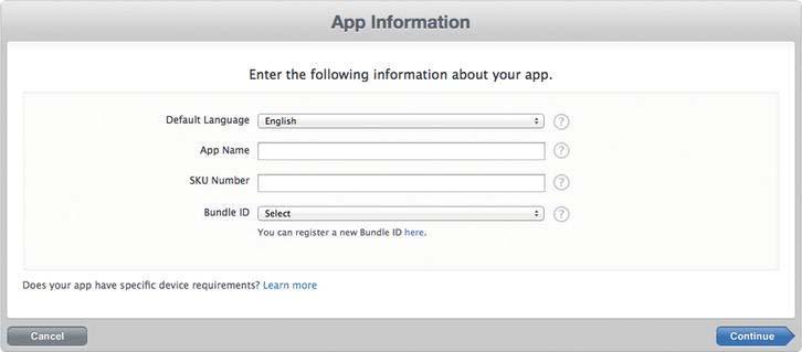 346 CHAPTER 11: Submitting Your Game to the App Store Step 2: Creating a New App Click the Add New App button shown in Figure 11-6.