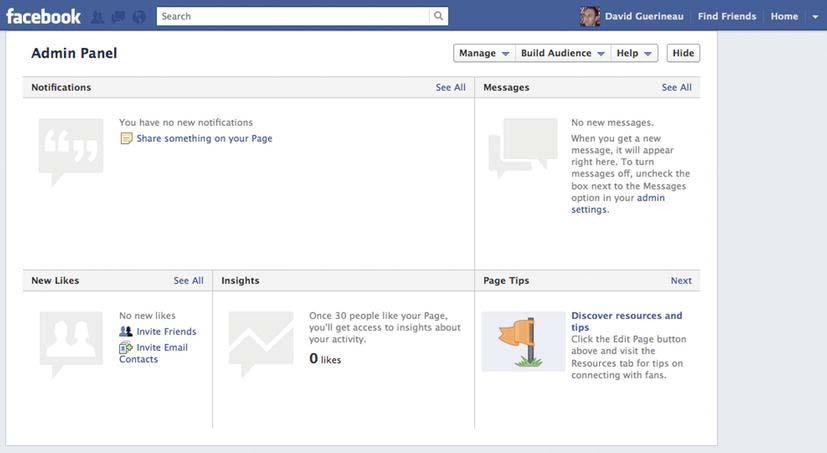 386 CHAPTER 12: Introduction to Game Promotion Figure 12-9. Your Facebook page admin panel Use this page to create a community around your game and use it to communicate with the community.