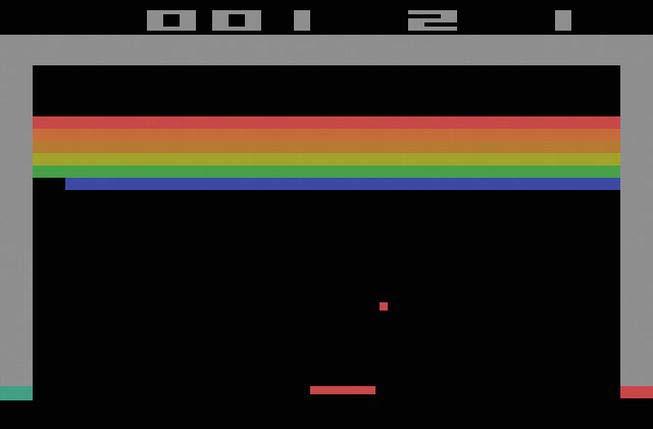 CHAPTER 4: Break a Wall Part I 89 Figure 4-2. Atari 2600 home version of Breakout A little note: The original arcade version of Breakout was manufactured with black and white screens.