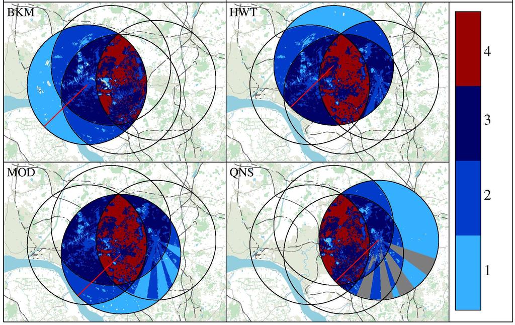 (d) precipitation composite of all four radars (a) (b) Figure 5: ((a) Composite of reflectivity