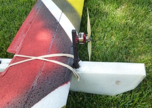 77. Position the motor with prop on the pod so there is ½ clearance between the prop and