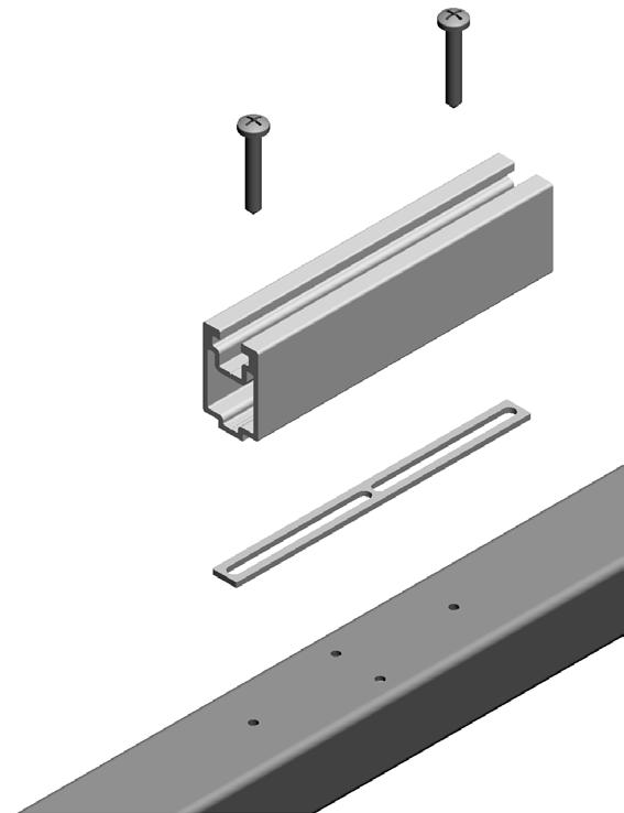 K 4 5 F N F 1. Position Mounting Bar (F) and Shim (N) on top rail as shown. 2.