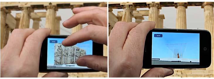 Since GPS signals are not accesible indoors, and in the case of the Parthenon, the visitor is restricted to only move around the building, not inside its remains, there is a need to look inside,