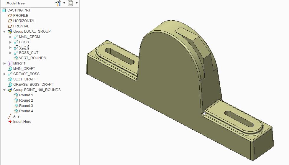 Print this on a color printer so the difference between the cast and machined geometry is obvious.