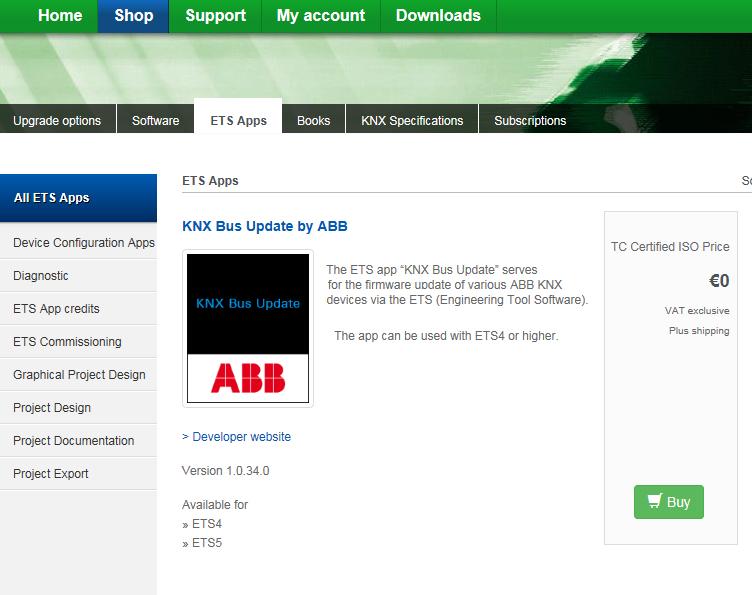 Update of KNX devices The ETS app KNX Bus Update serves for the firmware update of various ABB KNX devices (e.g.
