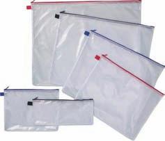 DRAFTI NG KI TS Mesh Bags Made from high quality see-through vinyl with mesh webbing to create a strong and functional kit bag. 3 4 gusset, zippered top. Stock No.