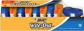 White film covers completely, no bleed-through, won t smear. Covers one line at a time. Dispenser allows for easy, precise corrections. 1 6 x 400. 44-WOTAPP11 BIC Single $ 3.59 $ 2.