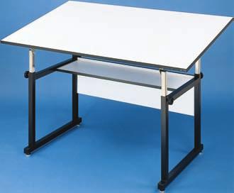 The attractive 28 x 40 tabletop combines with left and right storage trays to create an overall 28 x 48 work surface.