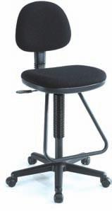 a 24 diameter reinforced nylon base. Adjustable 18 diameter chrome foot ring comes standard. Seat cushion is 19 W x 18 D x 3 Thick. Backrest is 17 W x 15 H x 3 Thick. Height adjusts from 24 to 34.