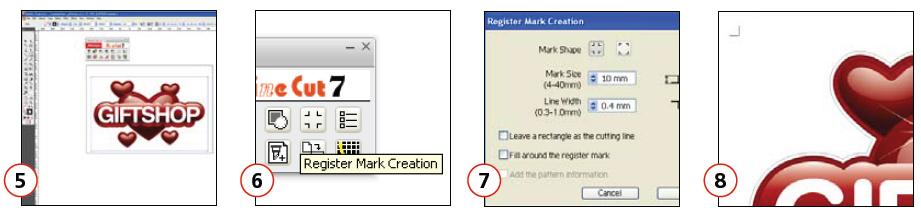 Setting Up a Job for Contour Cutting Draw a rectangle around the image or set of images if you use more than one image Select the options for the registration marks (type of marks, mark size, and