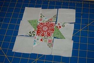 Lay your second triangle over the one you just sewed. and sew your 1/4" seam.