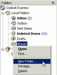 create prin intermediul meniului contextual al folder-ului părinte, meniu din care se va alege opţiunea New Folder. 7.6.3.