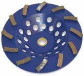 Cup wheels with fewer segments offer faster, more aggressive grinding.
