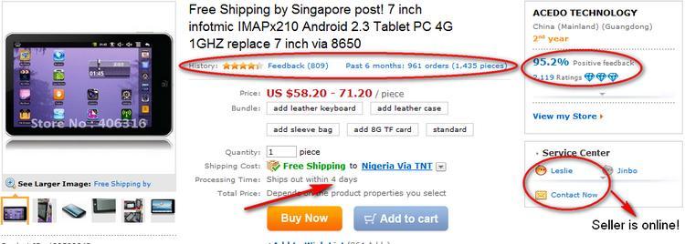 From the image above, you will notice that the seller has got great positive feedbacks 809, which is