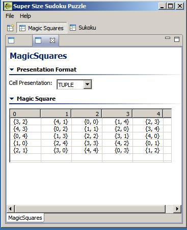 This does not look like a traditional magic square. However, it shows the internal representation of the Cell Value tuples.