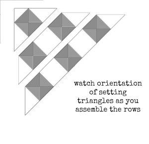 this will help both the layout of the hourglass blocks and the orientation of the setting triangles.