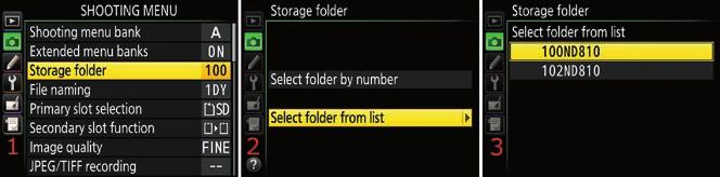 Storage Folder 67 have an existing folder with the number shown on the screen.
