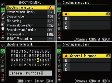60 Shooting Menu Figure.1A Selecting and changing a Shooting menu bank 2.