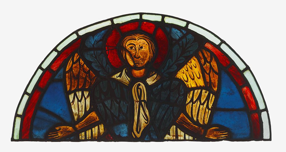 Seraph, unknown French glass painter, working at Reims Cathedral, c. 1275 99, pot-metal and clear glass and black vitreous paint (J. Paul Getty Museum, 2003.