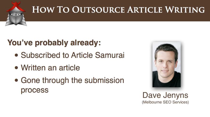 How To Outsource Aticle Writing David Jenyns: Hey. David Jenyns here, from Melbourne SEO Services.