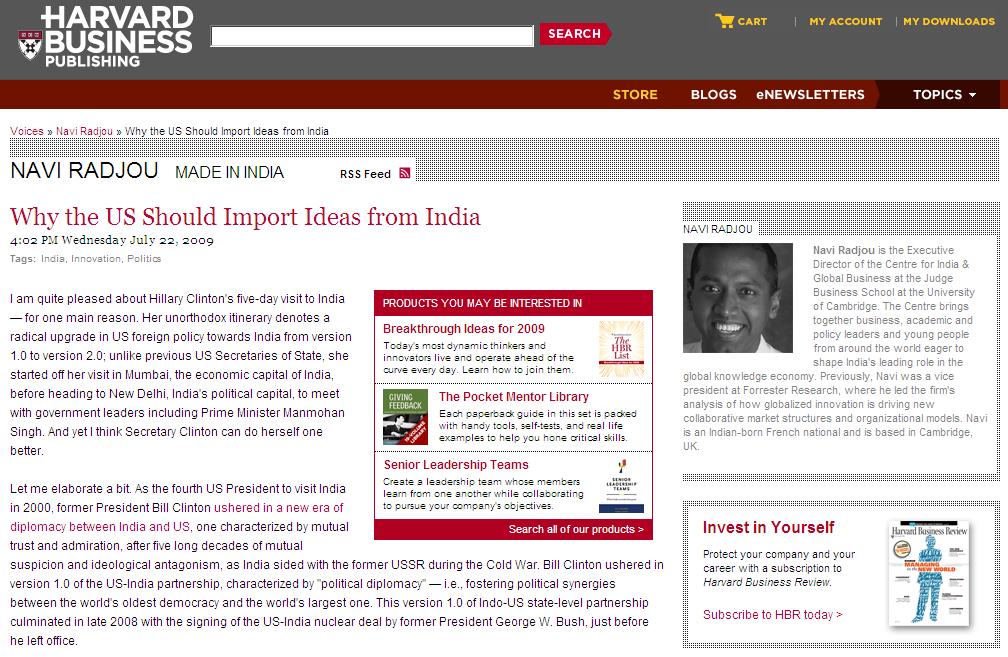 Check out my Harvard blog Made in India
