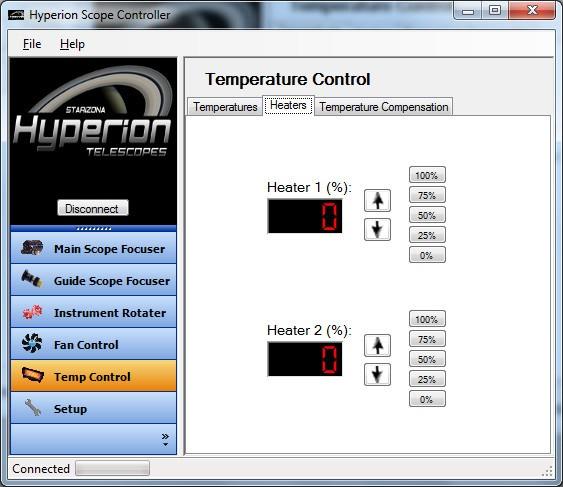 The Temperature Compensation tab allows you to control the temperature compensation parameters. There are two ways to set the temperature compensation.