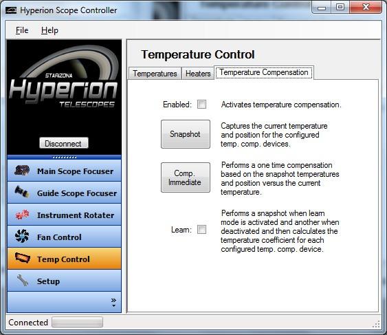 This will calculate the temperature differential between the current conditions and those when you clicked the Snapshot button earlier. The temperature compensation will be based on this differential.