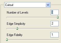 Select menu: Filter :: Artistic :: Cutout... Set 'Edge Simplicity' to 2. Set 'Edge Fidelity' to 1.